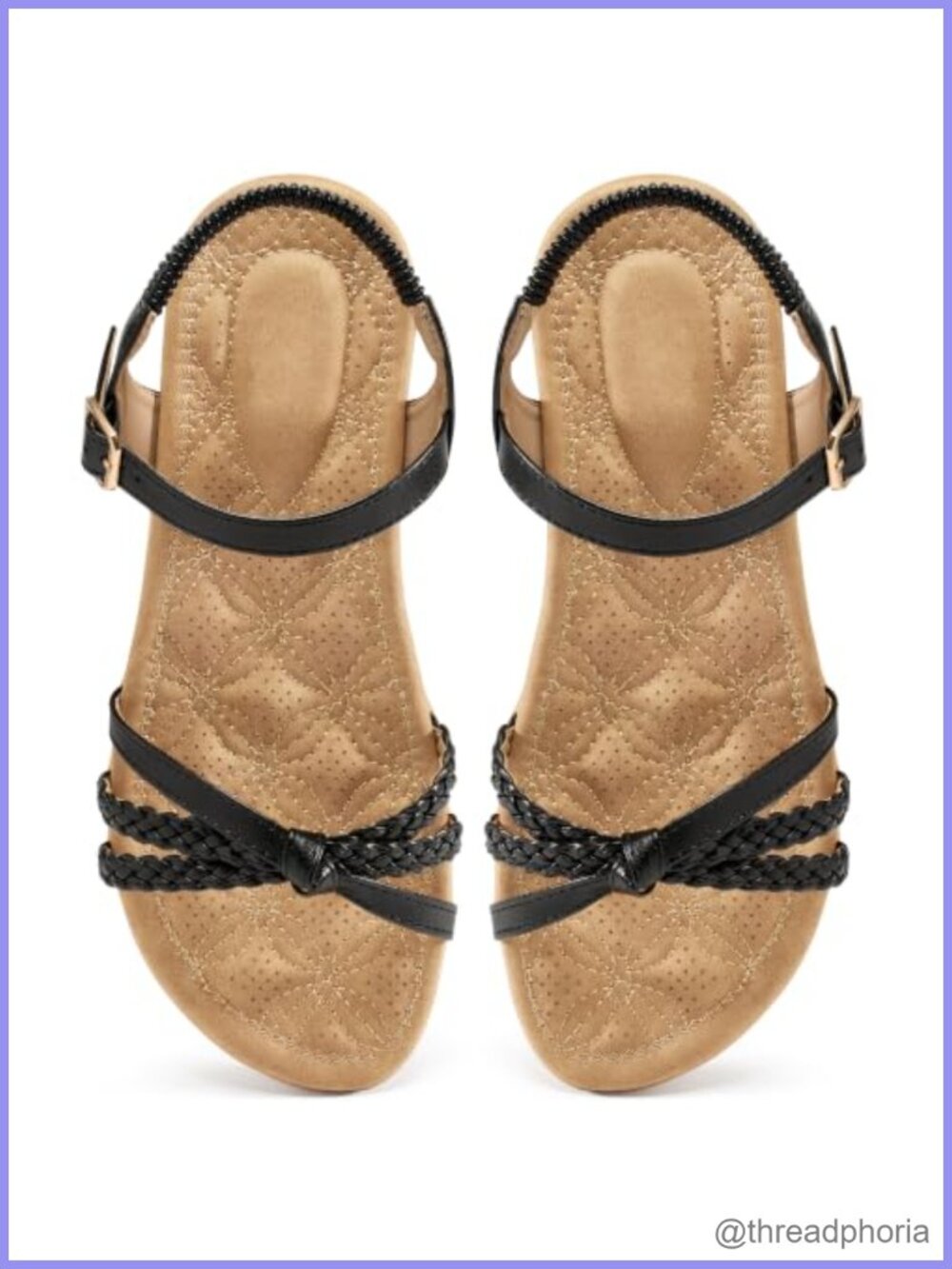 Womens Flat Sandals Comfortable Walking Shoes Faux Leather Adjustable